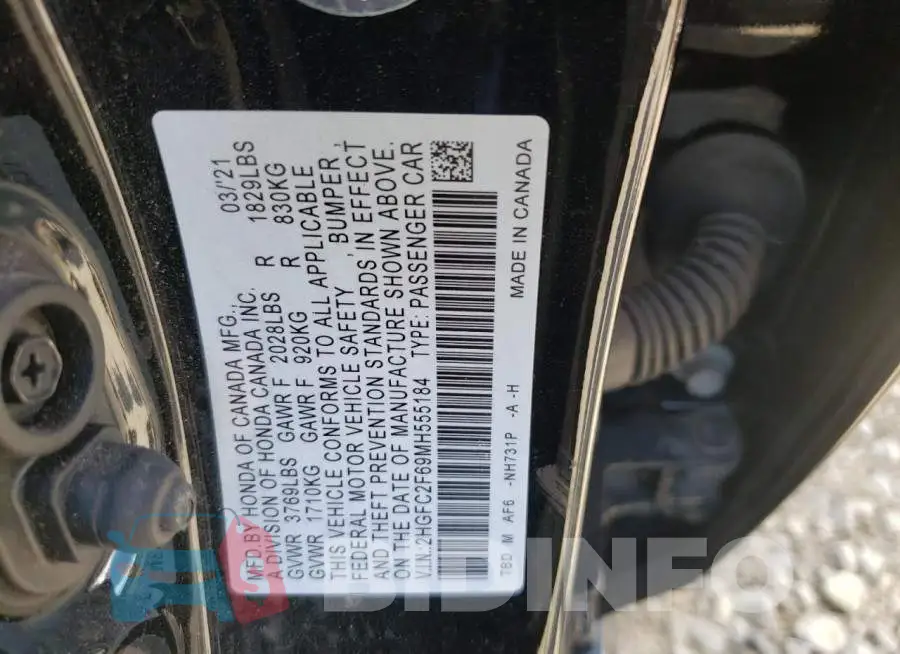 2HGFC2F69MH555184 Photo# 12
