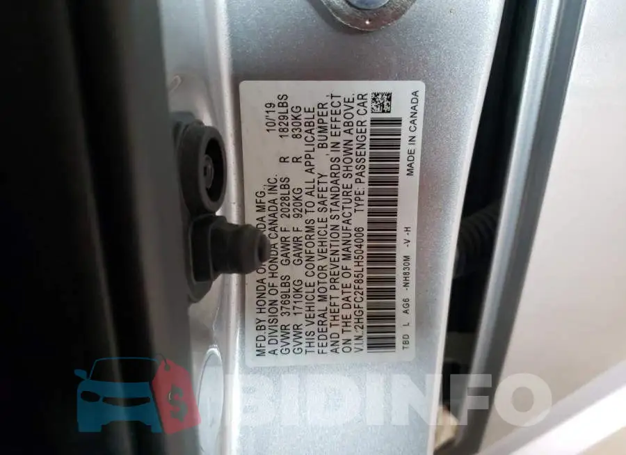 2HGFC2F85LH504006 Photo# 12