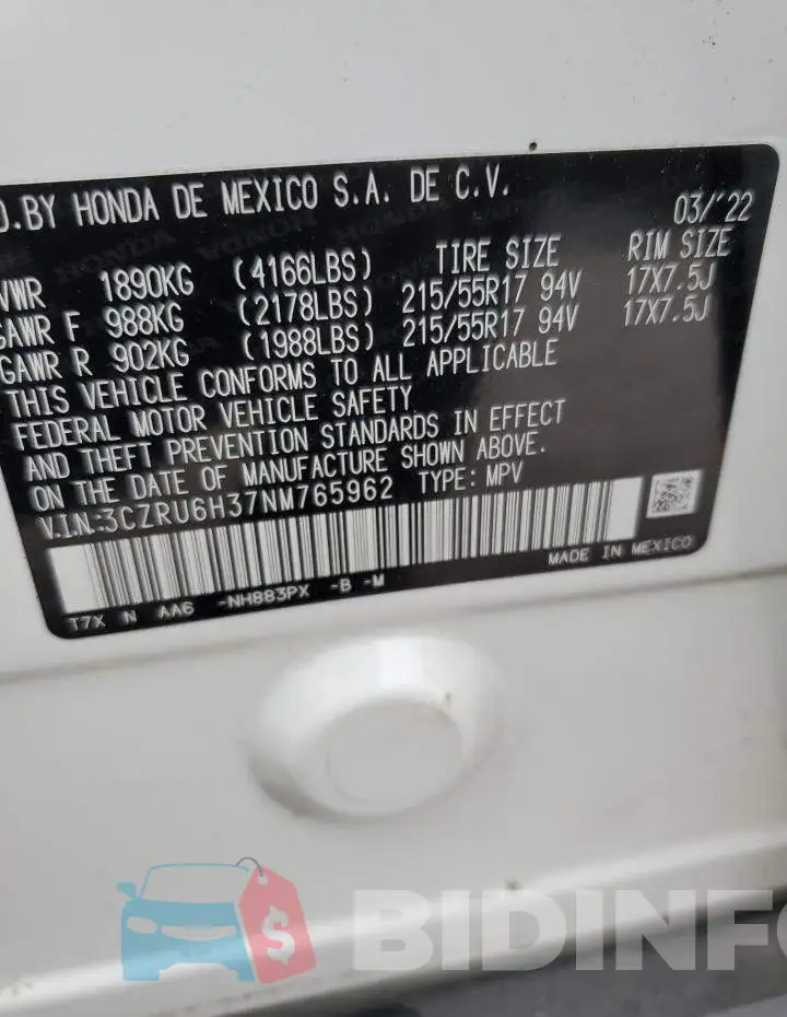 3CZRU6H37NM765962 Photo# 13
