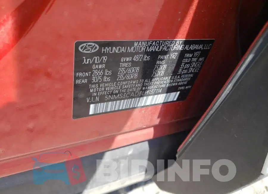 5NMS3CAD8LH137114 Photo# 12