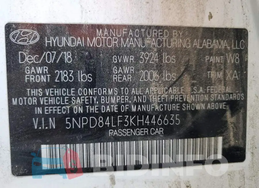 5NPD84LF3KH446635 Photo# 13