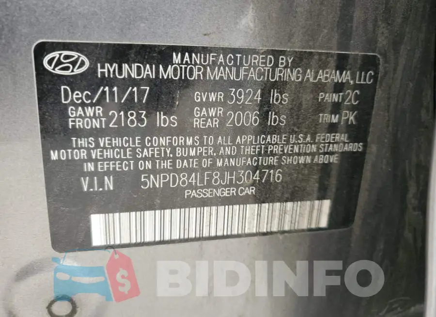 5NPD84LF8JH304716 Photo# 13