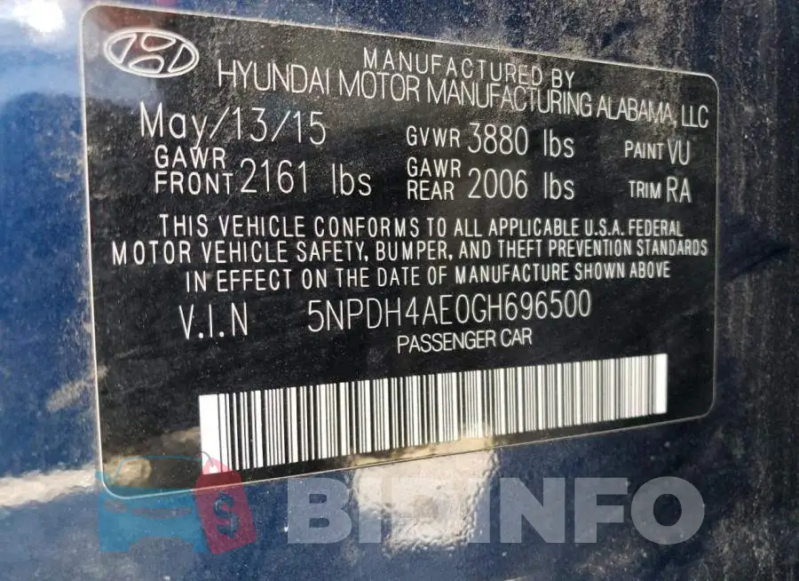 5NPDH4AE0GH696500 Photo# 12