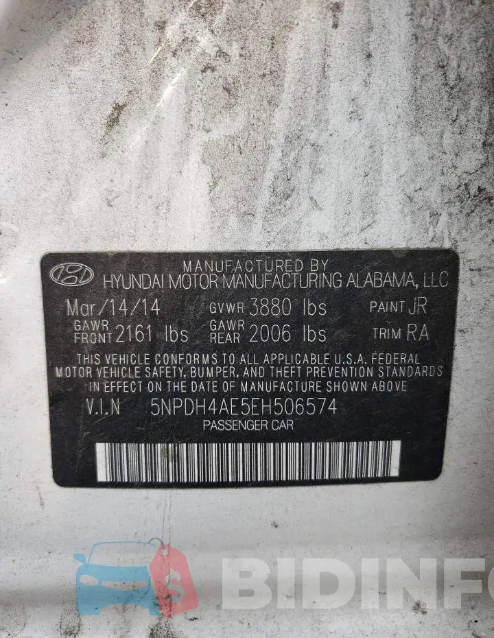 5NPDH4AE5EH506574 Photo# 12