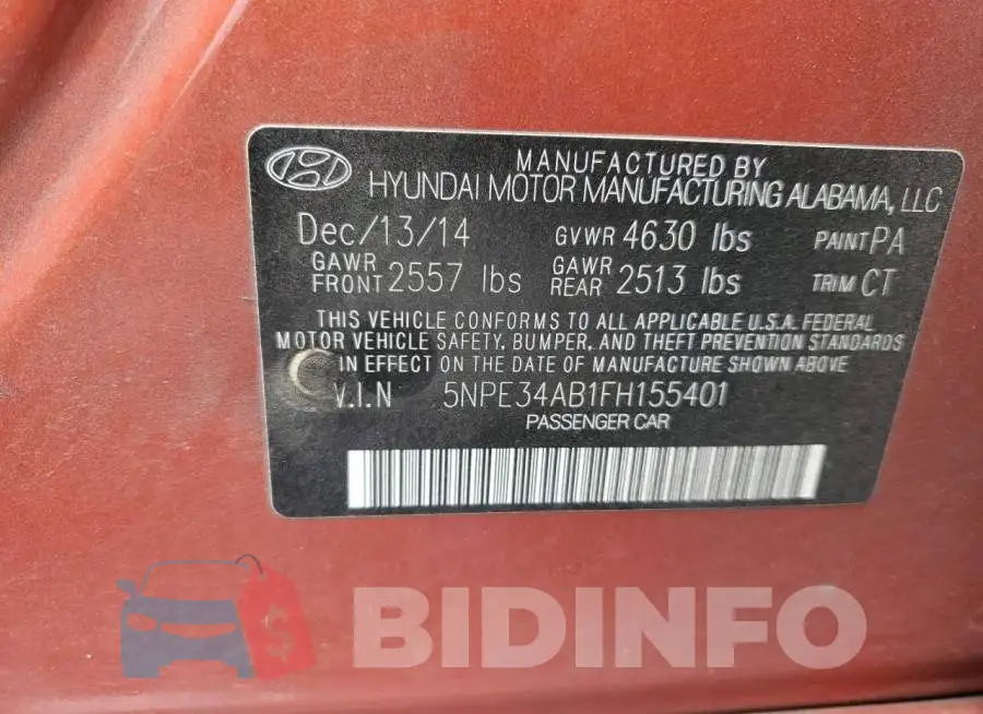 5NPE34AB1FH155401 Photo# 12