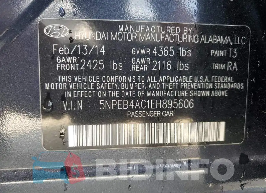 5NPEB4AC1EH895606 Photo# 12