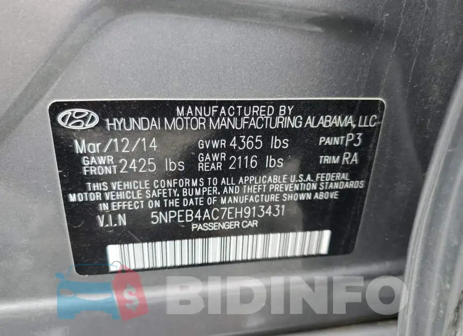 5NPEB4AC7EH913431 Photo# 12