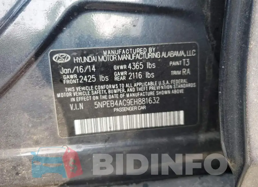 5NPEB4AC9EH881632 Photo# 13