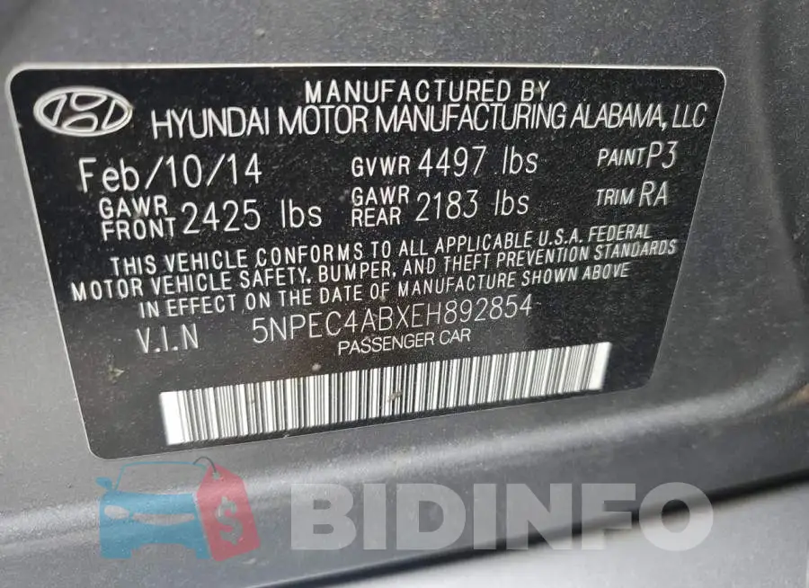 5NPEC4ABXEH892854 Photo# 12