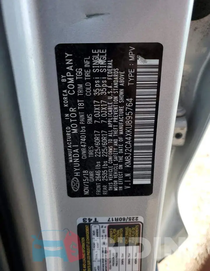 KM8J2CA4XKU895764 Photo# 13