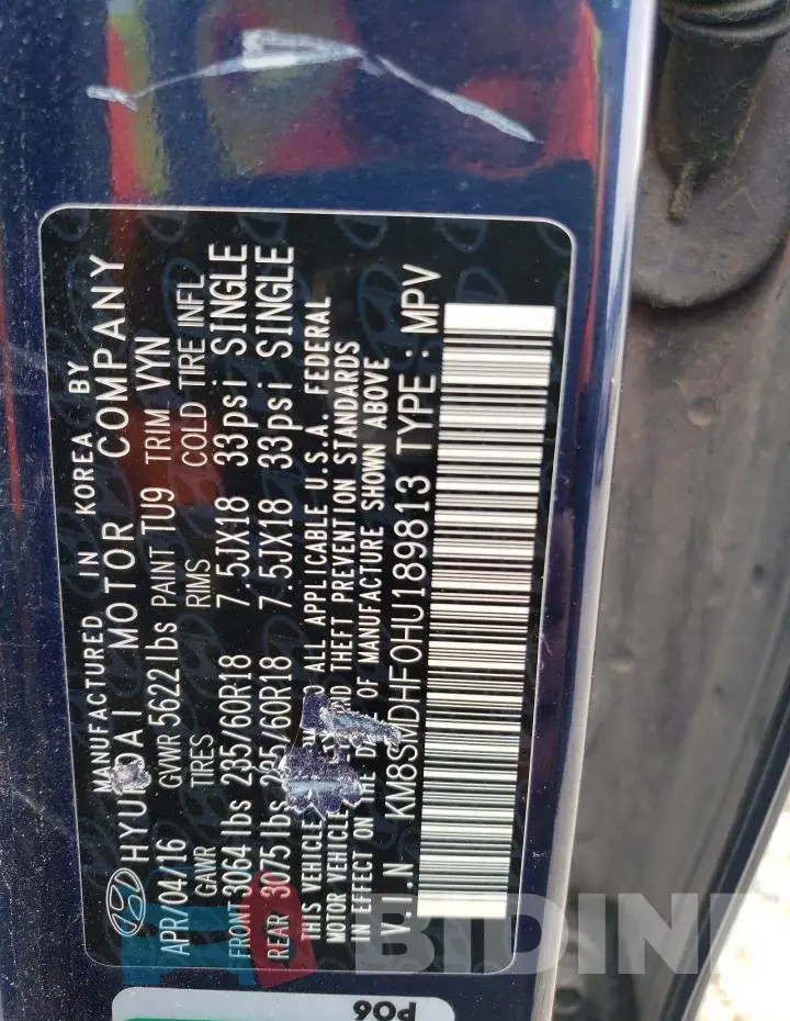 KM8SMDHF0HU189813 Photo# 14