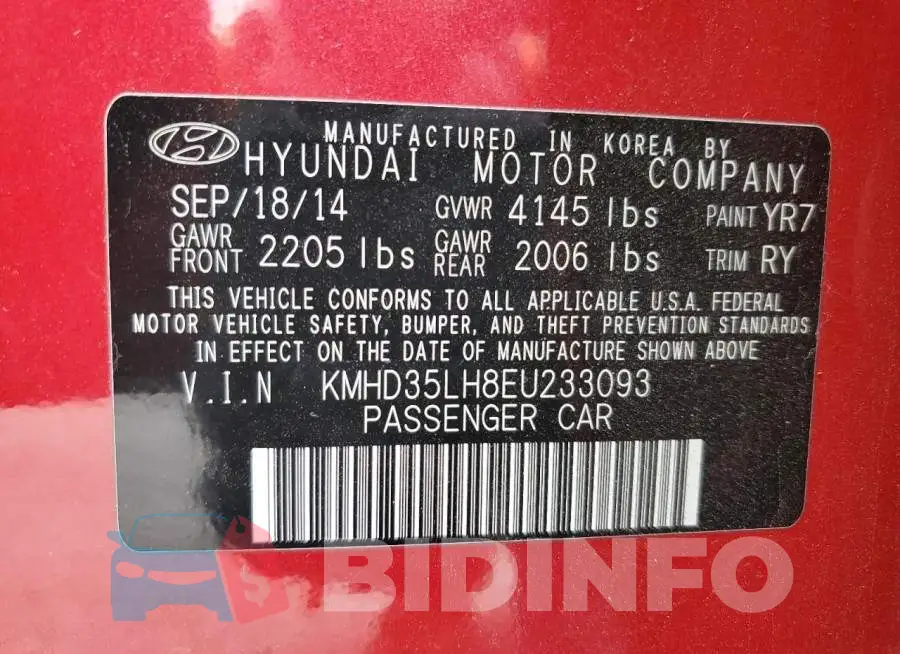 KMHD35LH8EU233093 Photo# 12