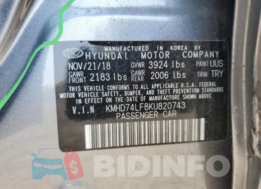 KMHD74LF8KU820743 Photo# 12