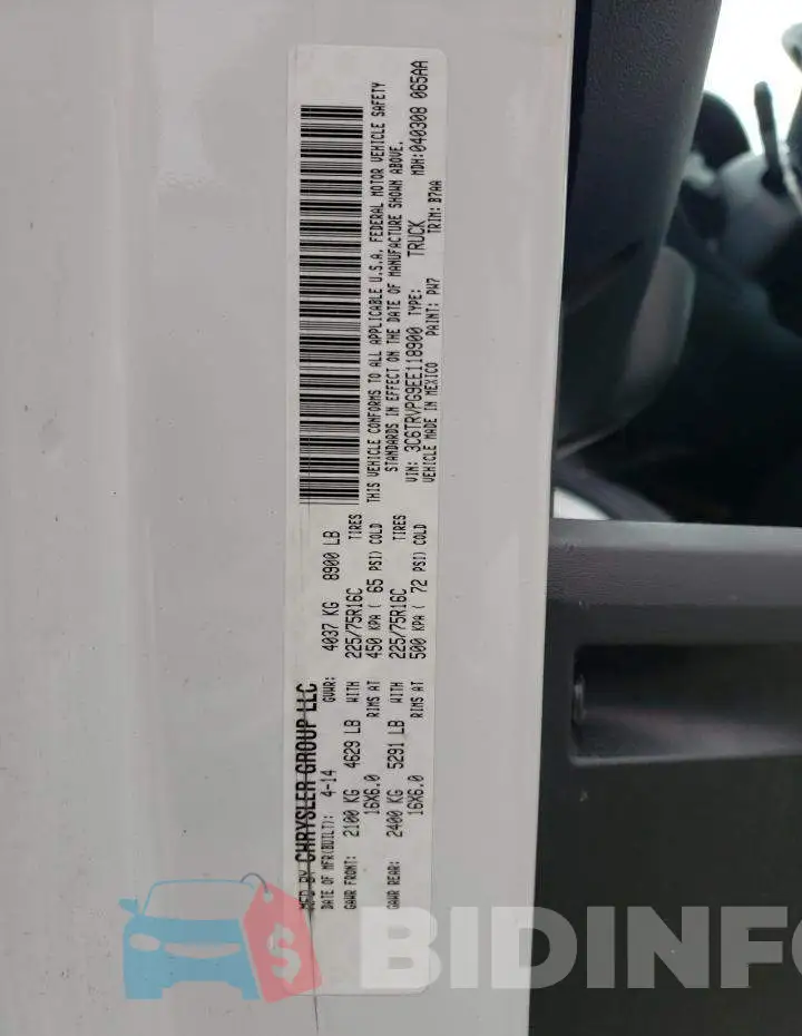 3C6TRVPG9EE118900 Photo# 13