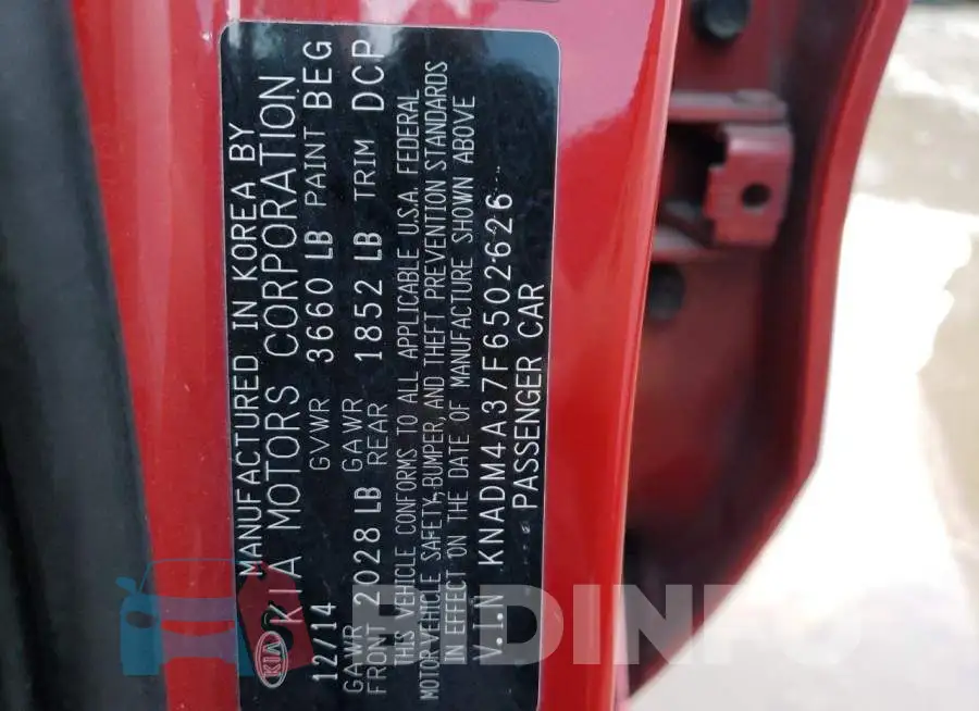 KNADM4A37F6502626 Photo# 10