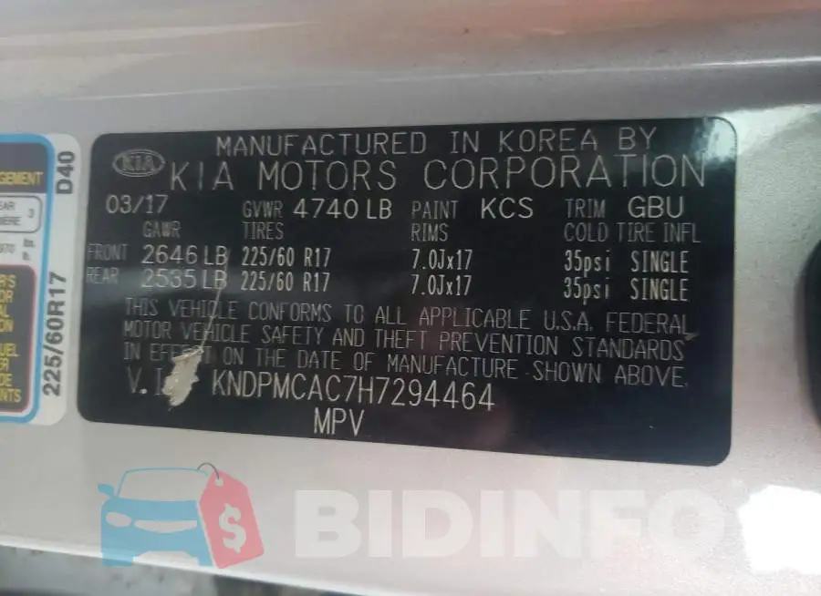 KNDPMCAC7H7294464 Photo# 13