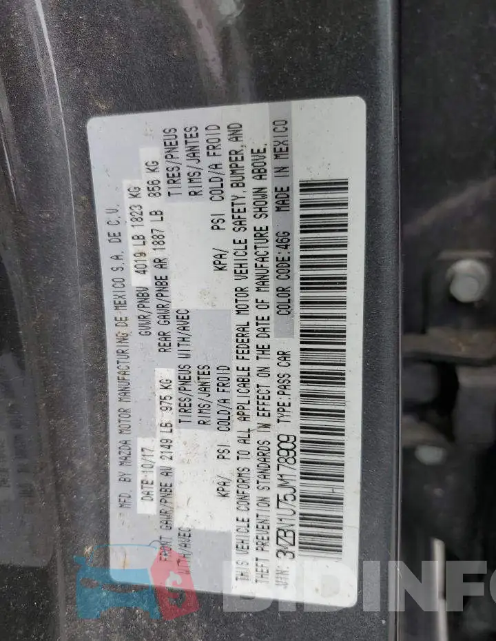3MZBN1U75JM178909 Photo# 12