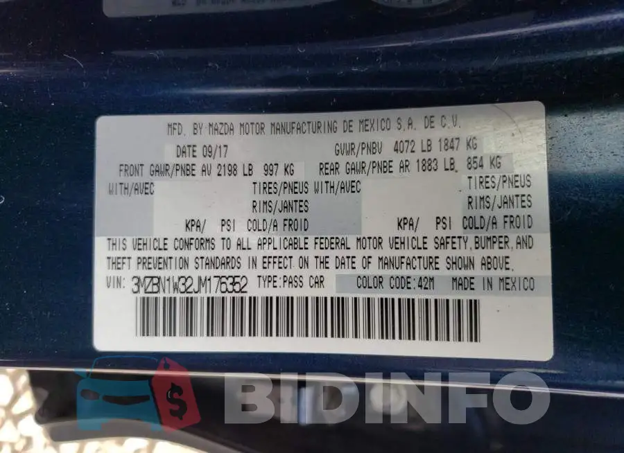3MZBN1W32JM176352 Photo# 12