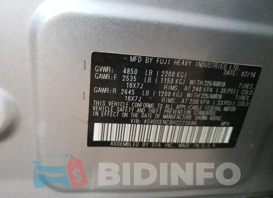 4S4BSENC8H3223086 Photo# 13