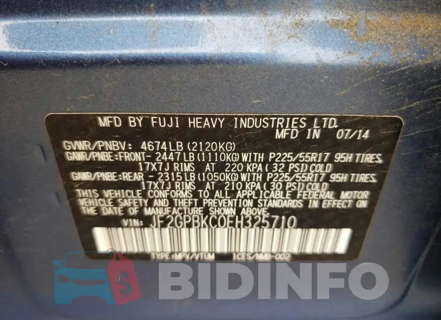 JF2GPBKC0EH325710 Photo# 12
