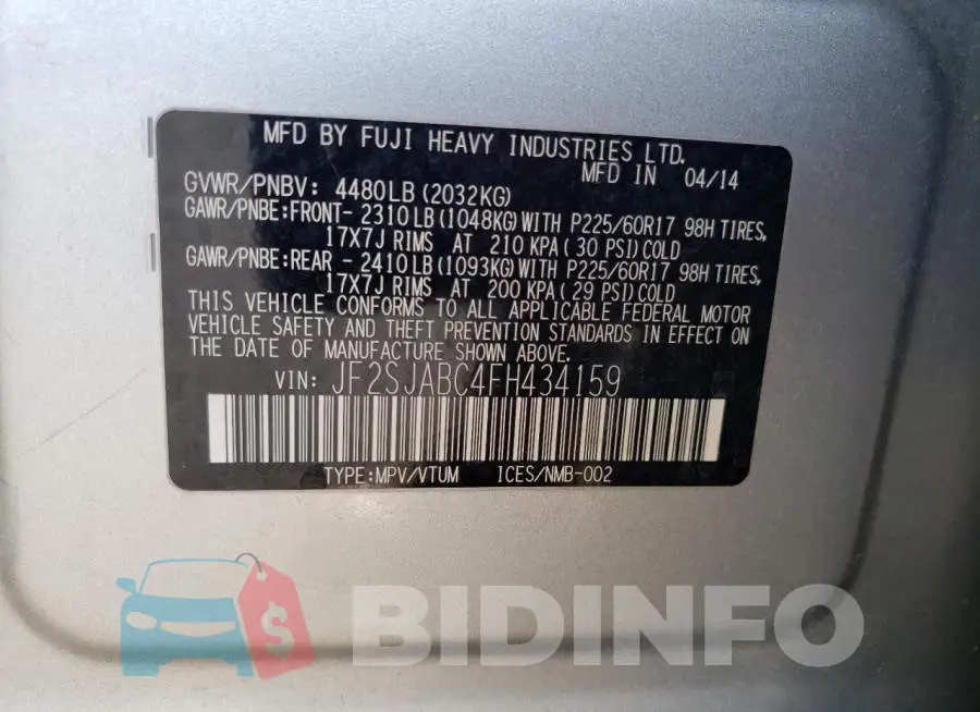 JF2SJABC4FH434159 Photo# 12