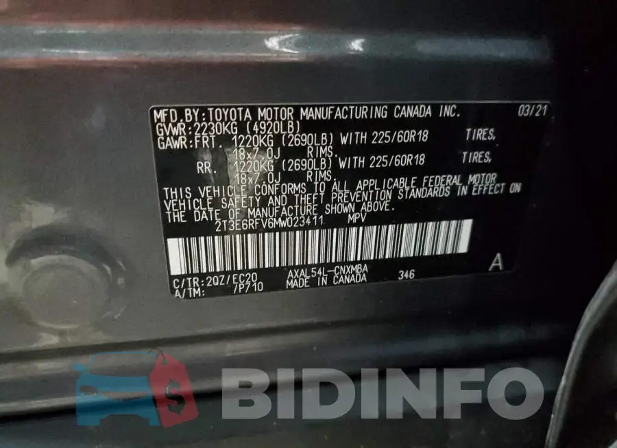 2T3E6RFV6MW023411 Photo# 13