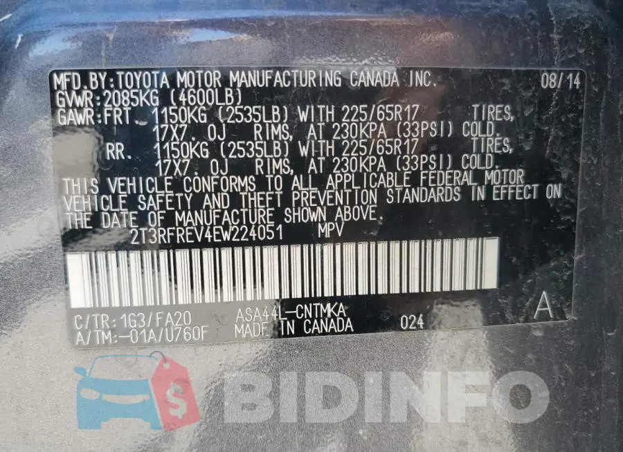 2T3RFREV4EW224051 Photo# 13