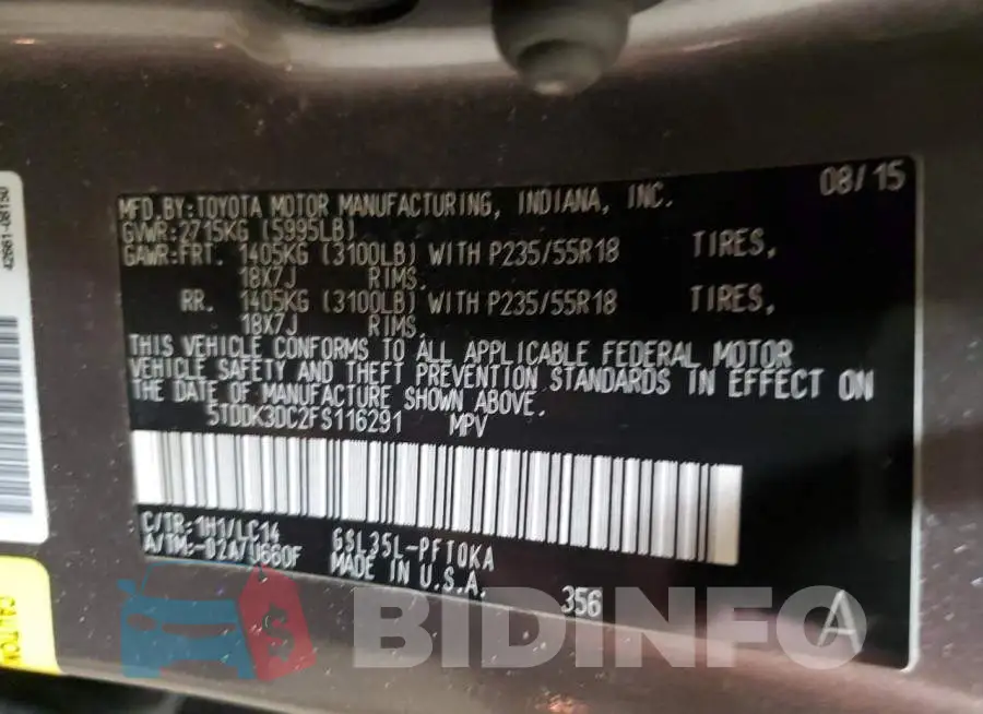 5TDDK3DC2FS116291 Photo# 13