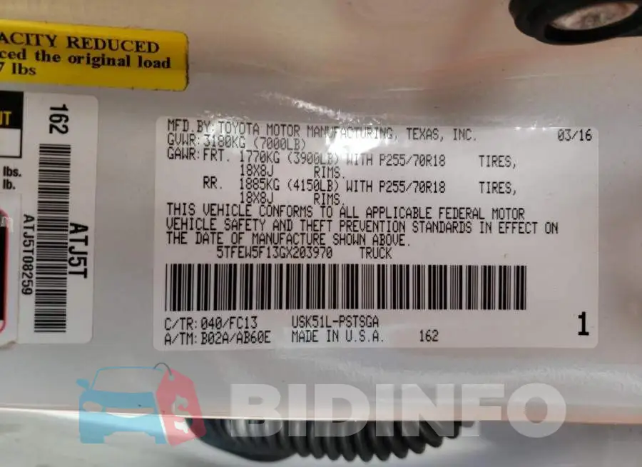 5TFEW5F13GX203970 Photo# 12