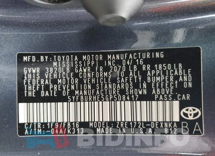 5YFBURHE5GP508417 Photo# 12