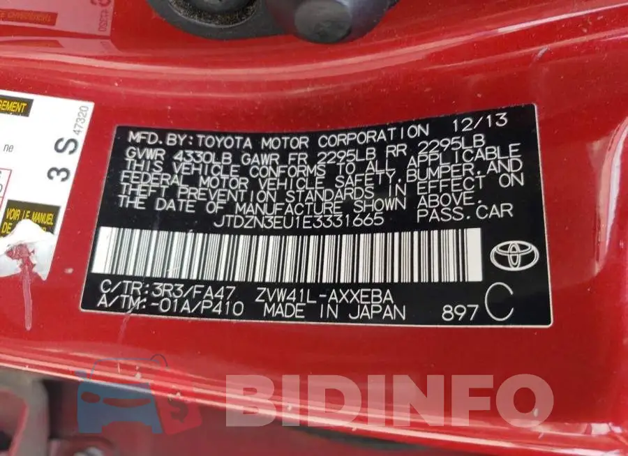 JTDZN3EU1E3331665 Photo# 12