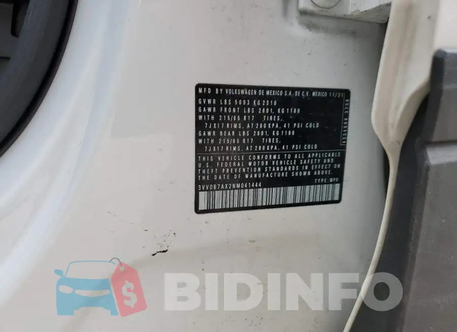 3VV0B7AX2NM041444 Photo# 13