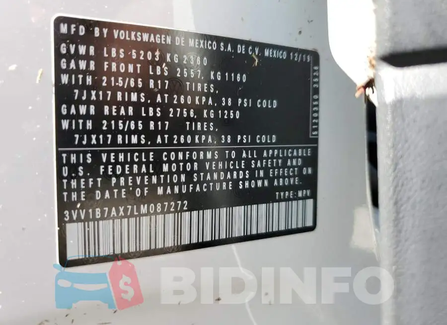 3VV1B7AX7LM087272 Photo# 12