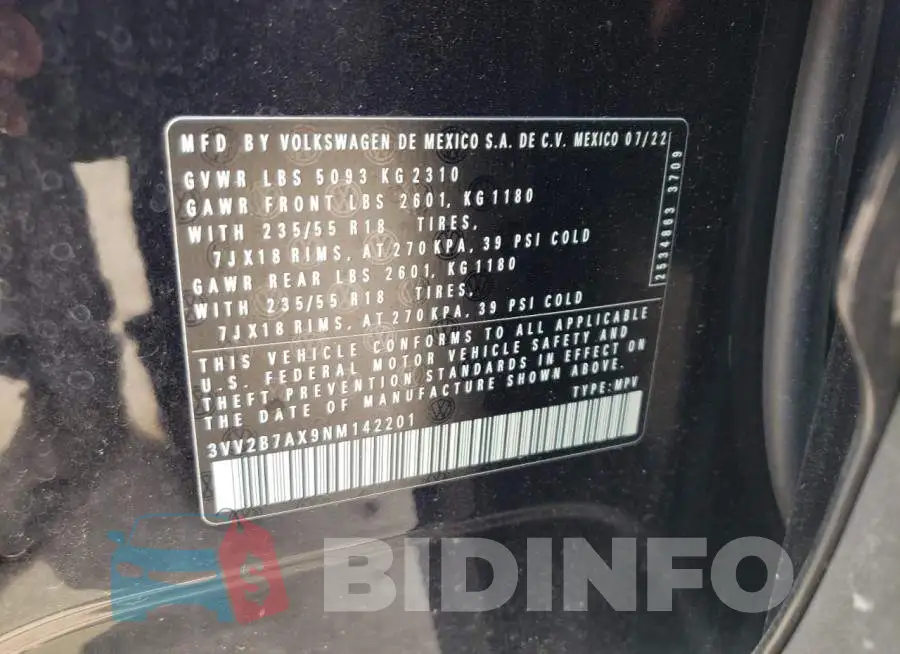 3VV2B7AX9NM142201 Photo# 12