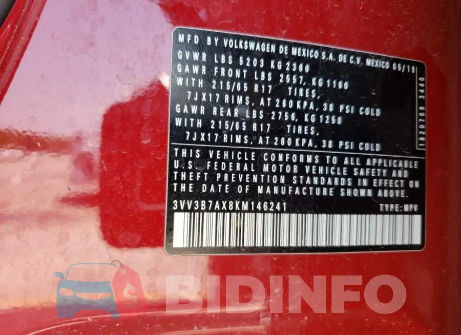 3VV3B7AX8KM146241 Photo# 12