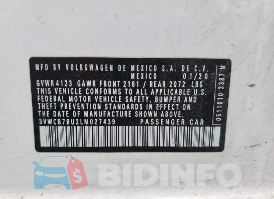 3VWCB7BU2LM027439 Photo# 12