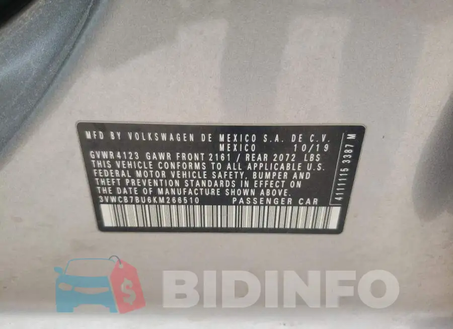 3VWCB7BU6KM266510 Photo# 12