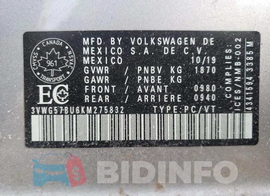 3VWG57BU6KM275832 Photo# 13