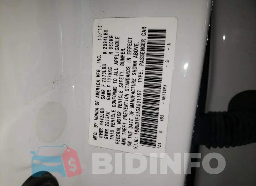 19UUB1F37GA001767 Photo# 13
