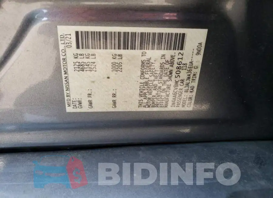 1N4AA6CV8MC508612 Photo# 12