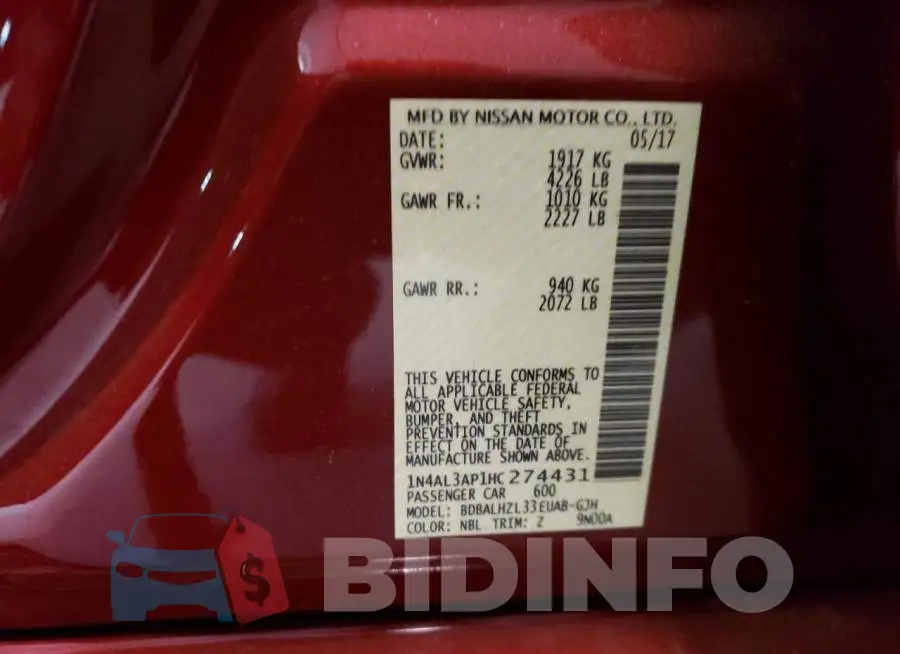 1N4AL3AP1HC274431 Photo# 12
