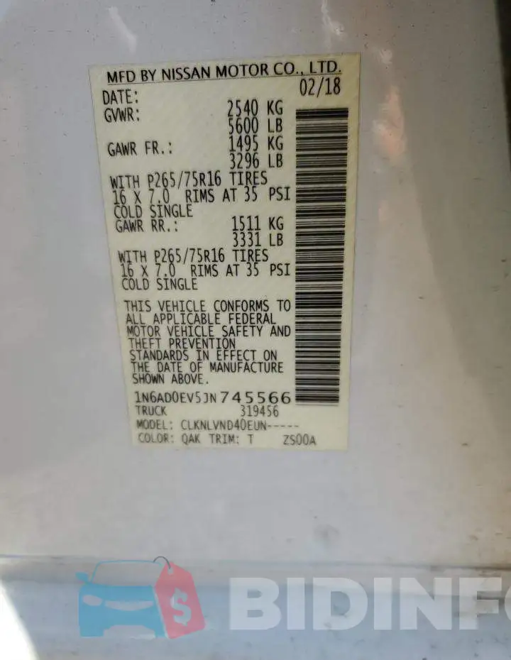 1N6AD0EV5JN745566 Photo# 12