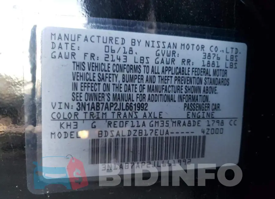 3N1AB7AP2JL661992 Photo# 13