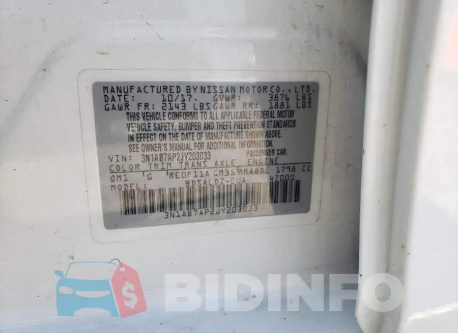 3N1AB7AP2JY203033 Photo# 13