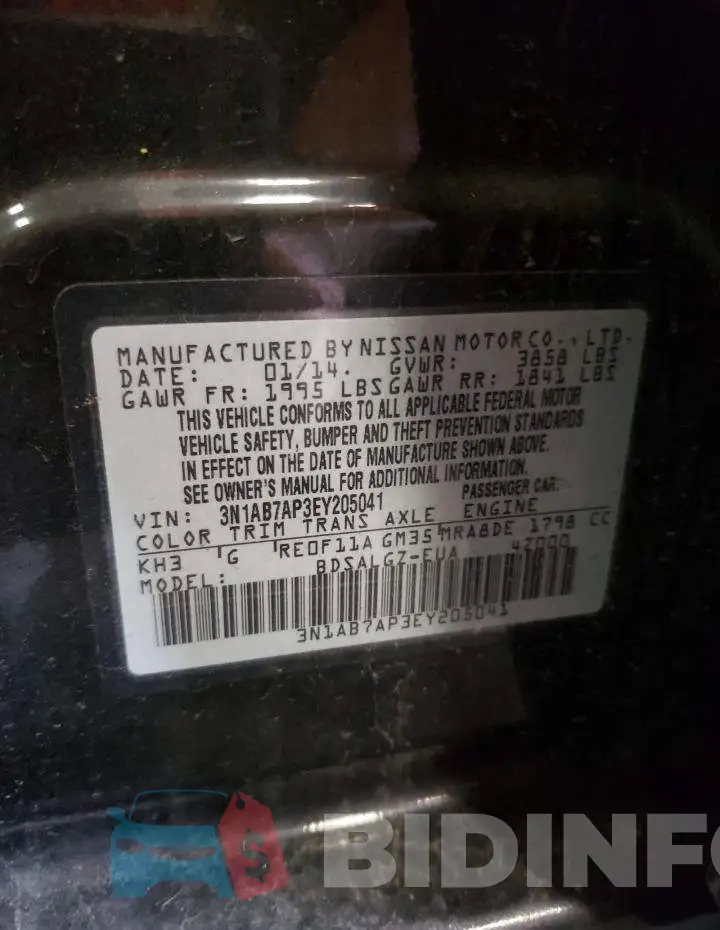 3N1AB7AP3EY205041 Photo# 12