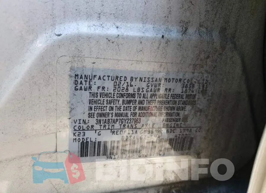 3N1AB7AP7GY237963 Photo# 13