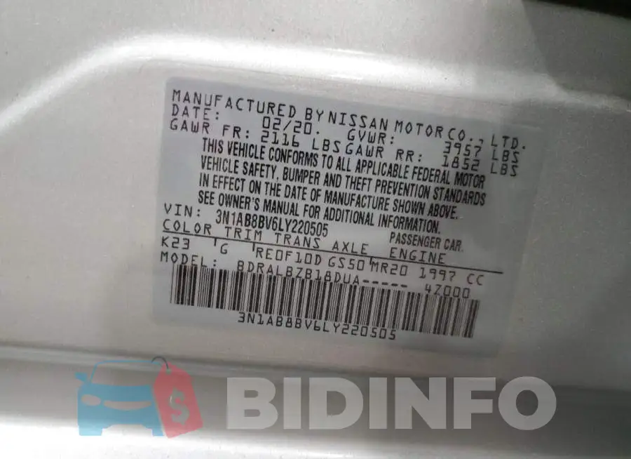 3N1AB8BV6LY220505 Photo# 12