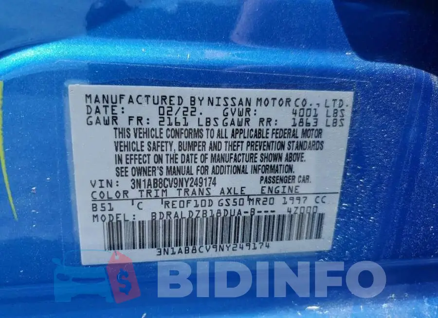 3N1AB8CV9NY249174 Photo# 12