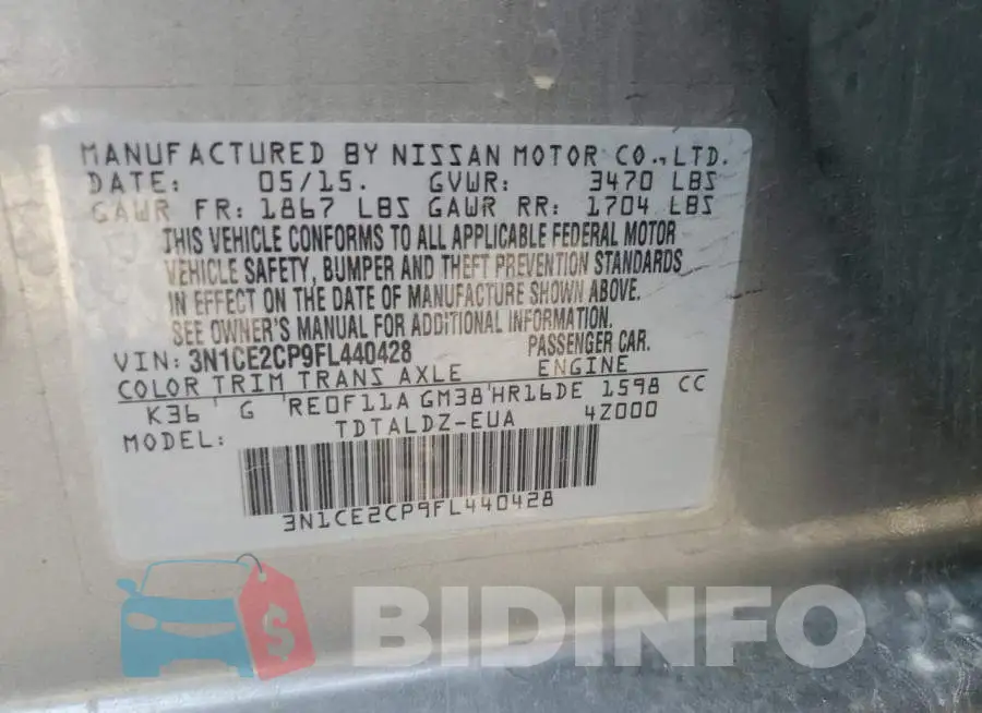 3N1CE2CP9FL440428 Photo# 12