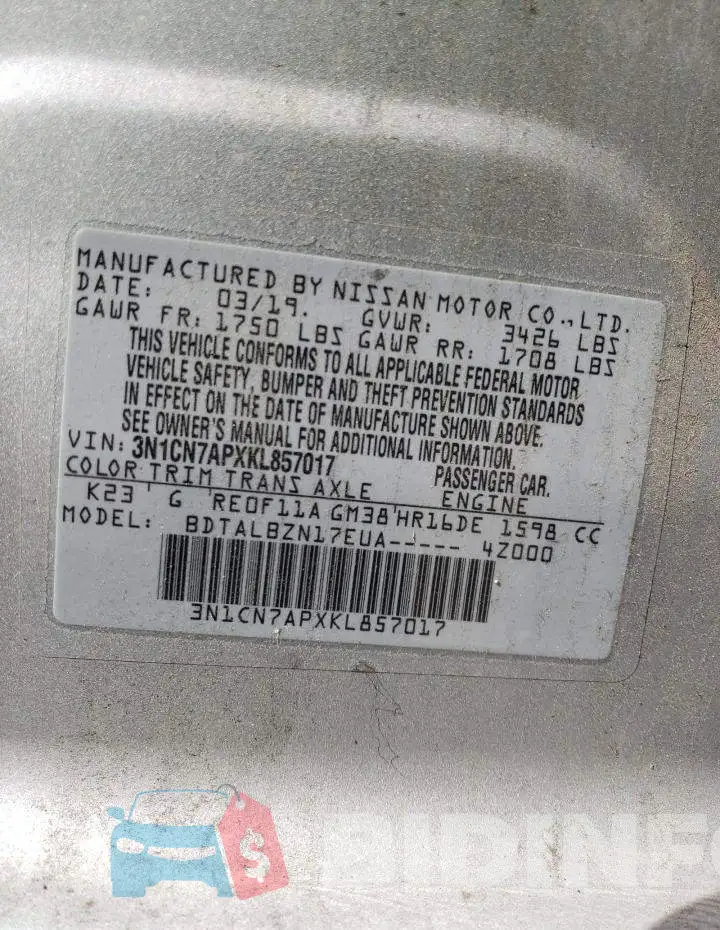 3N1CN7APXKL857017 Photo# 12